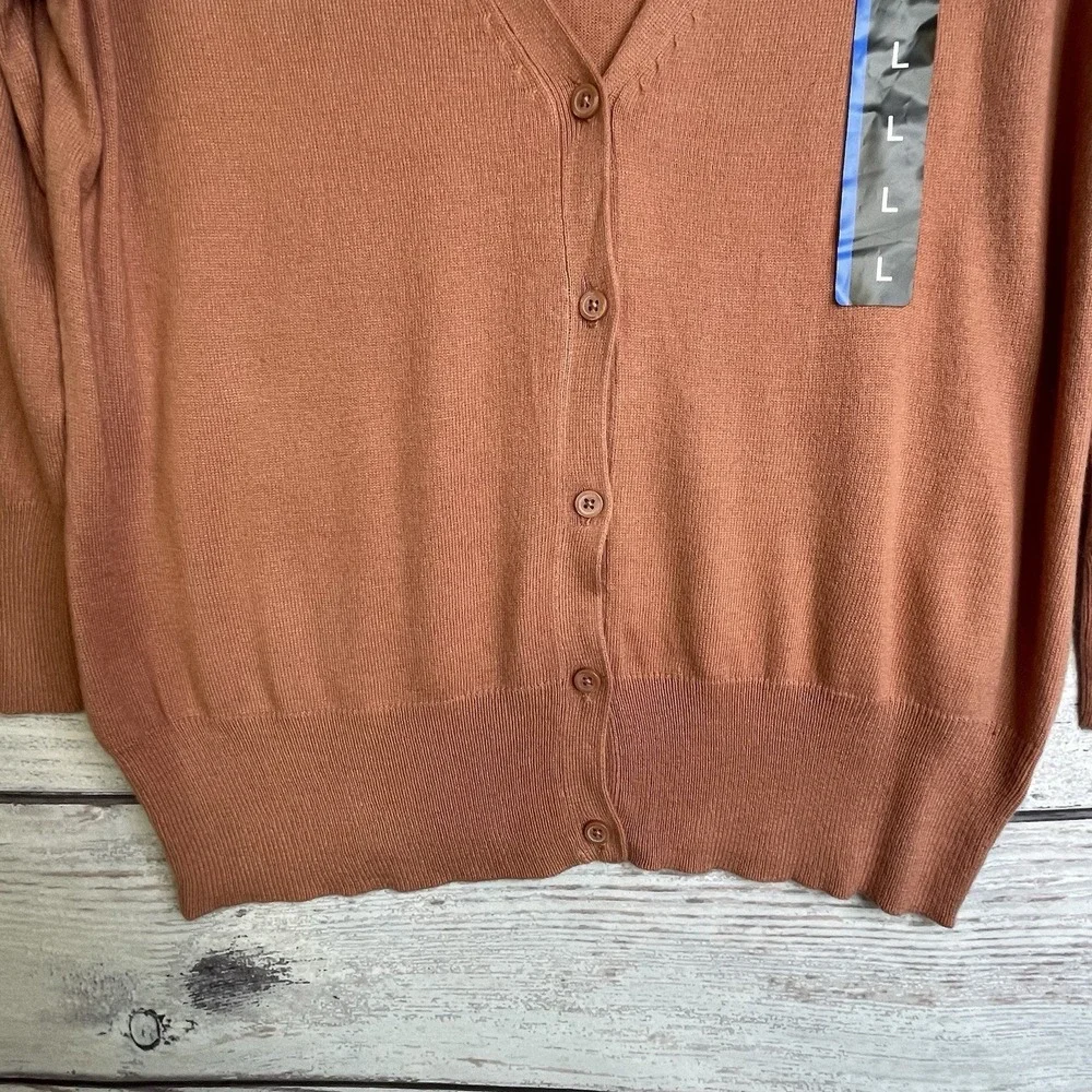 Mossimo Peach Orange Color Sweater Women's Size Large 3/4 Sleeves Button Up NWT - Picture 4 of 9